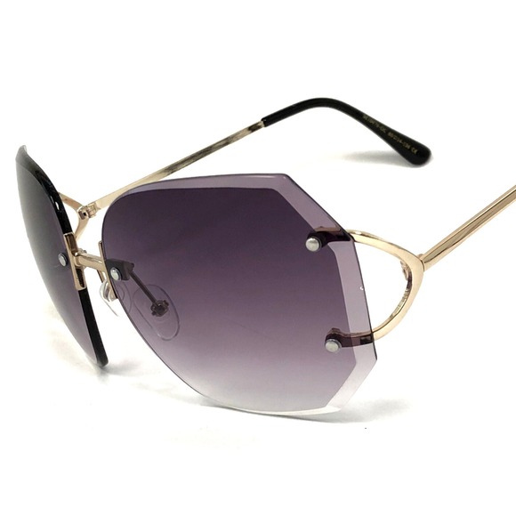 Accessories - Rimless Sunglasses Women Fashion Oversized Shades Designer‎ Black Lens Cat Eye